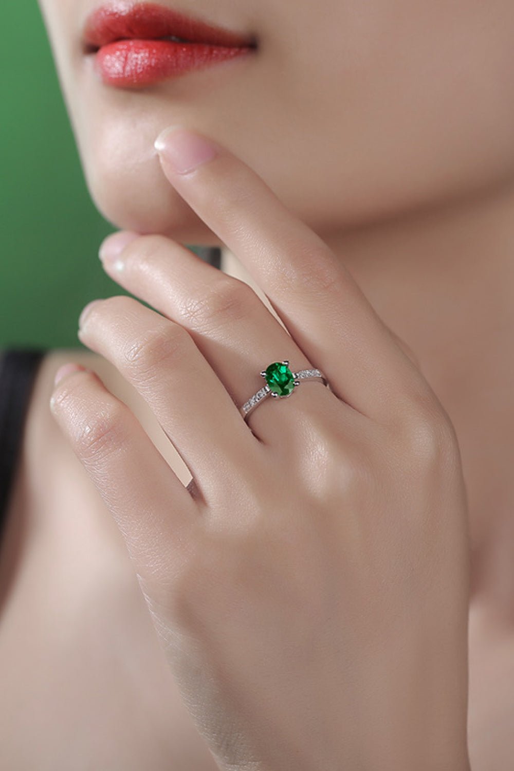 1 Carat Lab-Grown Emerald Side Stone Ring - EMMY