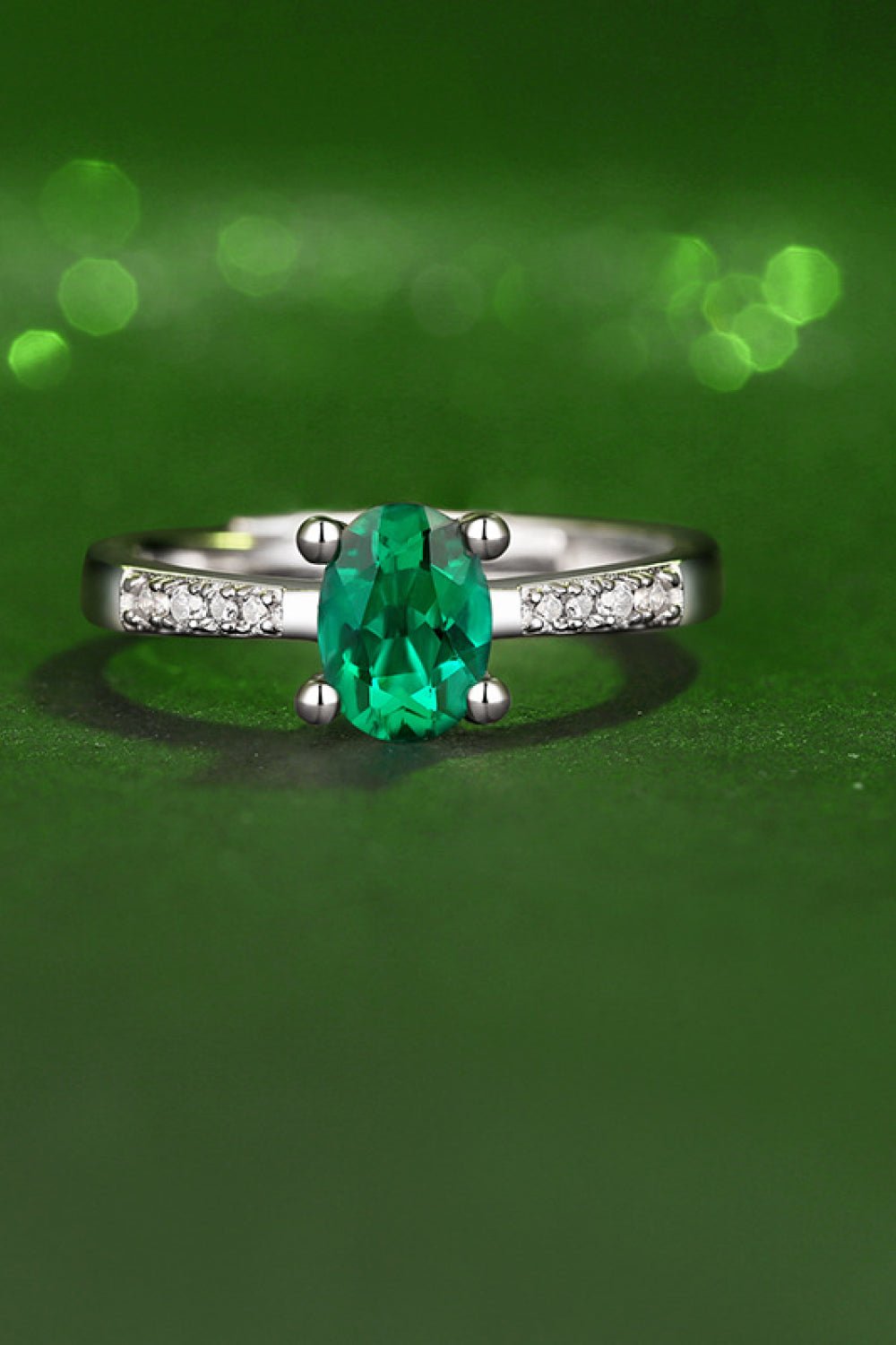 1 Carat Lab-Grown Emerald Side Stone Ring - EMMY