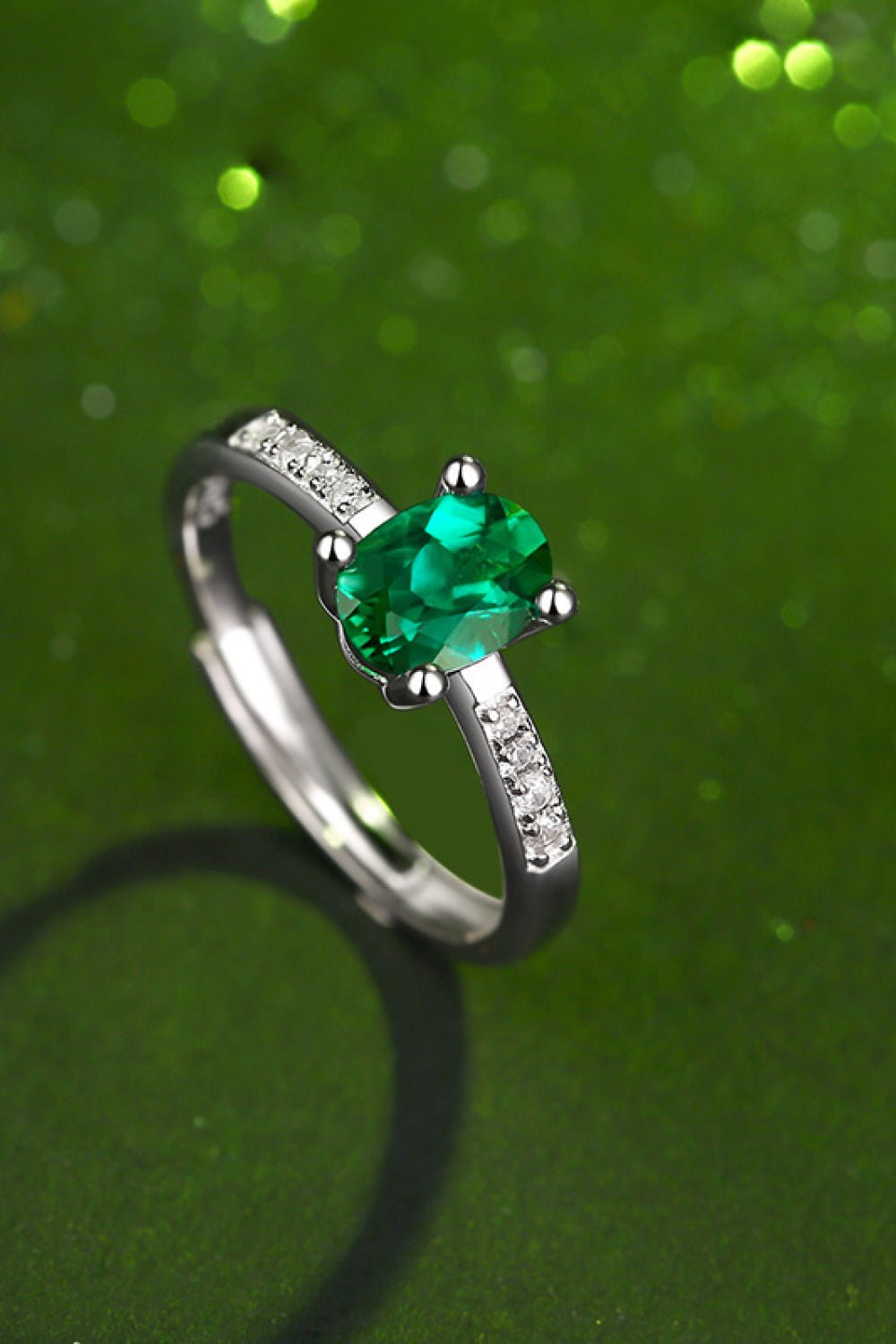 1 Carat Lab-Grown Emerald Side Stone Ring - EMMY