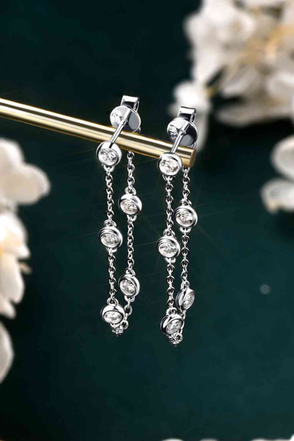1 Carat Moissanite 925 Sterling Silver Chain Earrings - EMMY