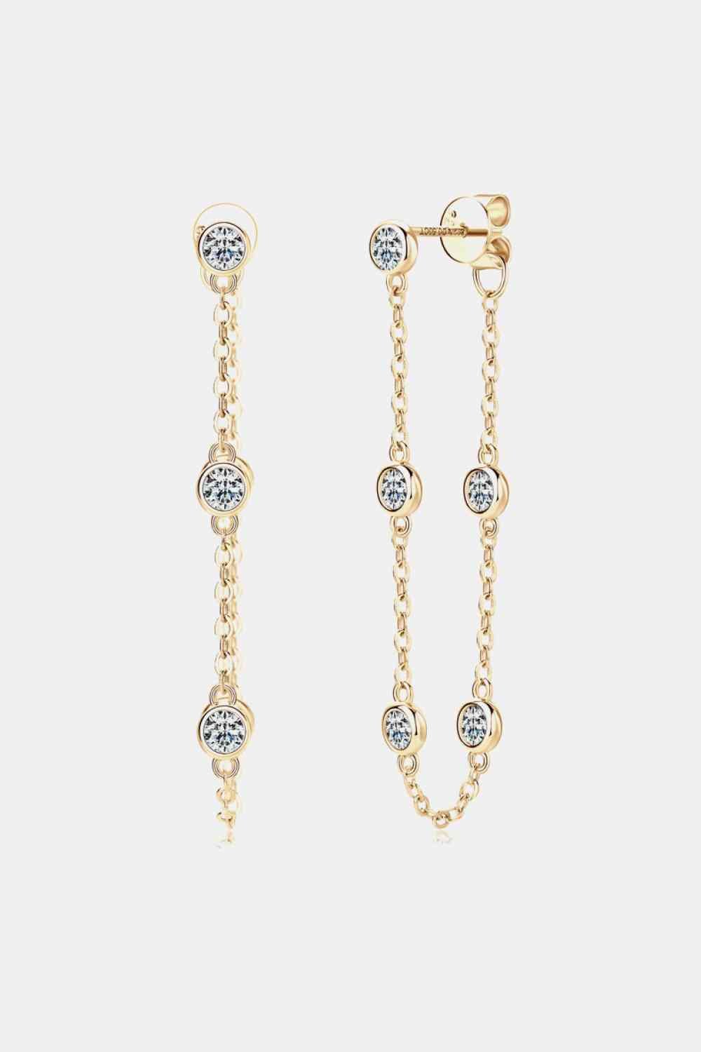 1 Carat Moissanite 925 Sterling Silver Chain Earrings - EMMY