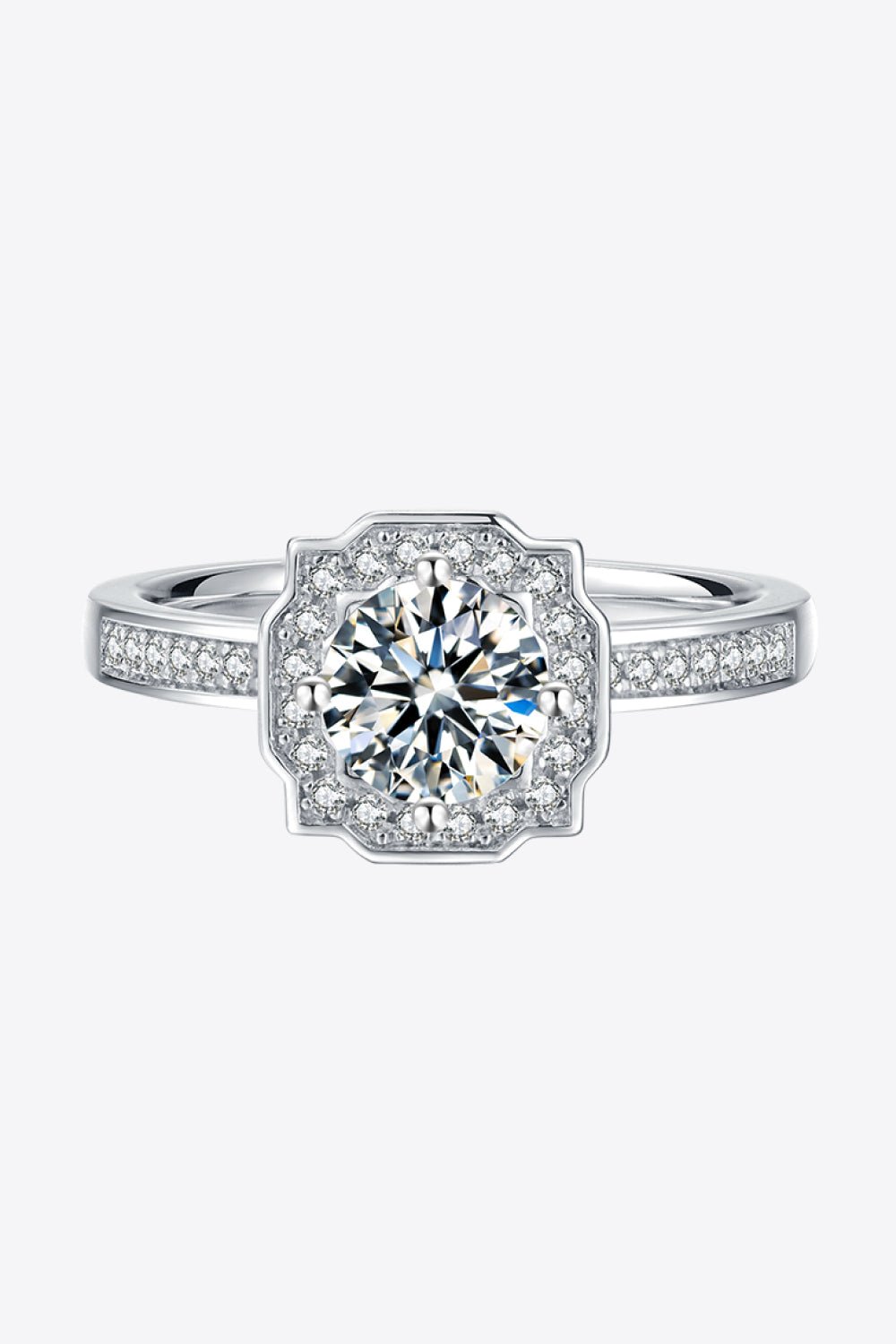 1 Carat Moissanite 925 Sterling Silver Halo Ring - EMMY