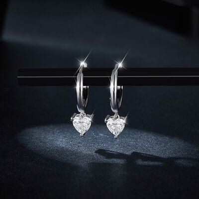 1 Carat Moissanite 925 Sterling Silver Heart Earrings - EMMY