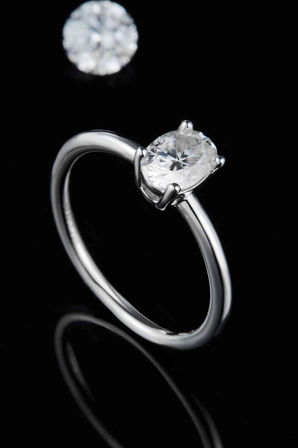 1 Carat Moissanite 925 Sterling Silver Solitaire Ring - EMMY