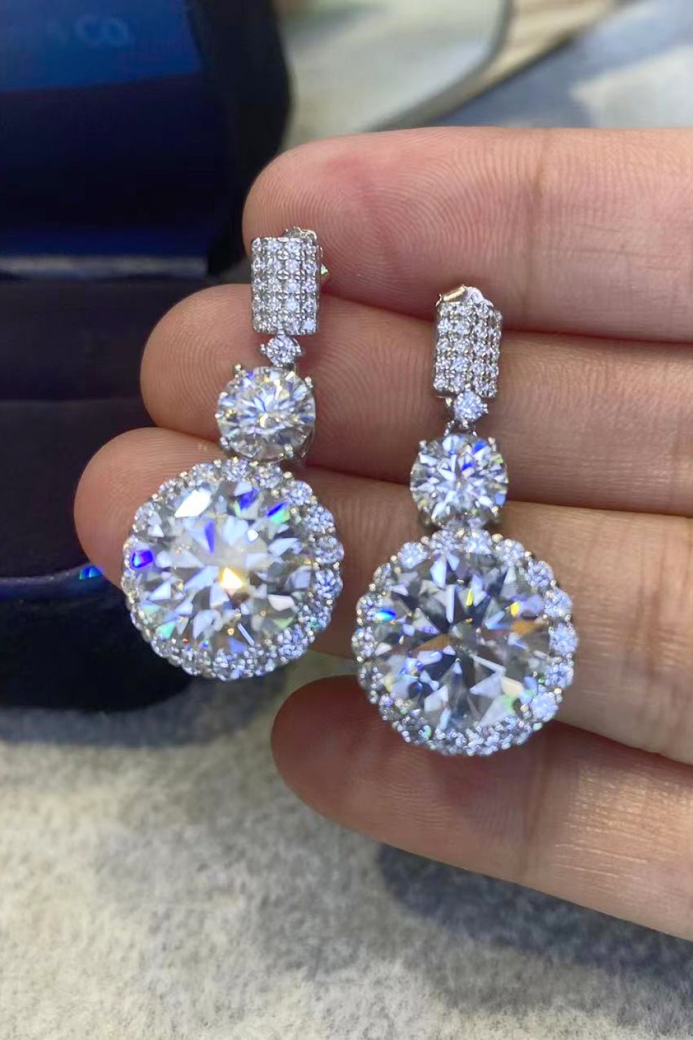 12 Carat Moissanite Platinum-Plated Drop Earrings - EMMY