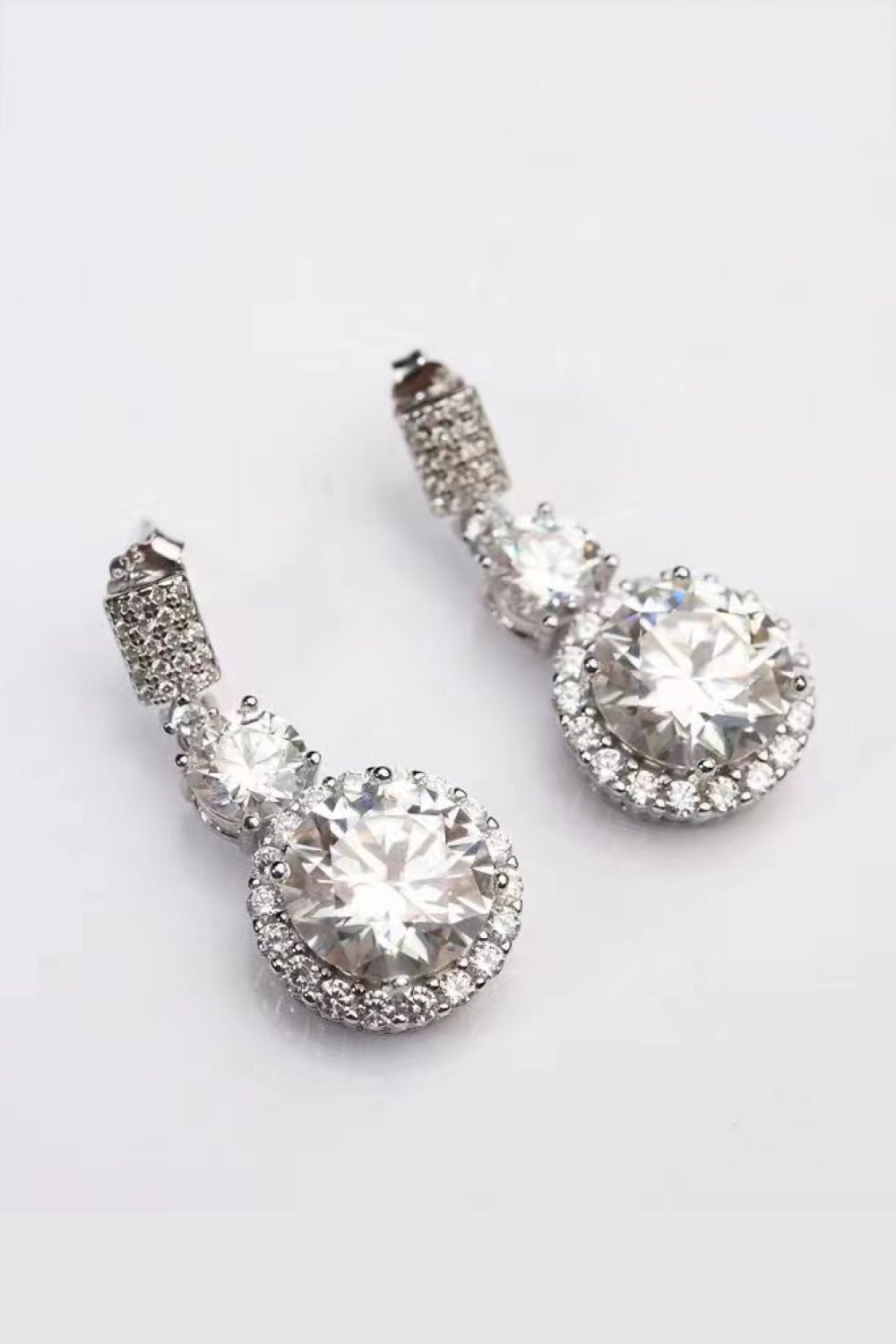 12 Carat Moissanite Platinum-Plated Drop Earrings - EMMY