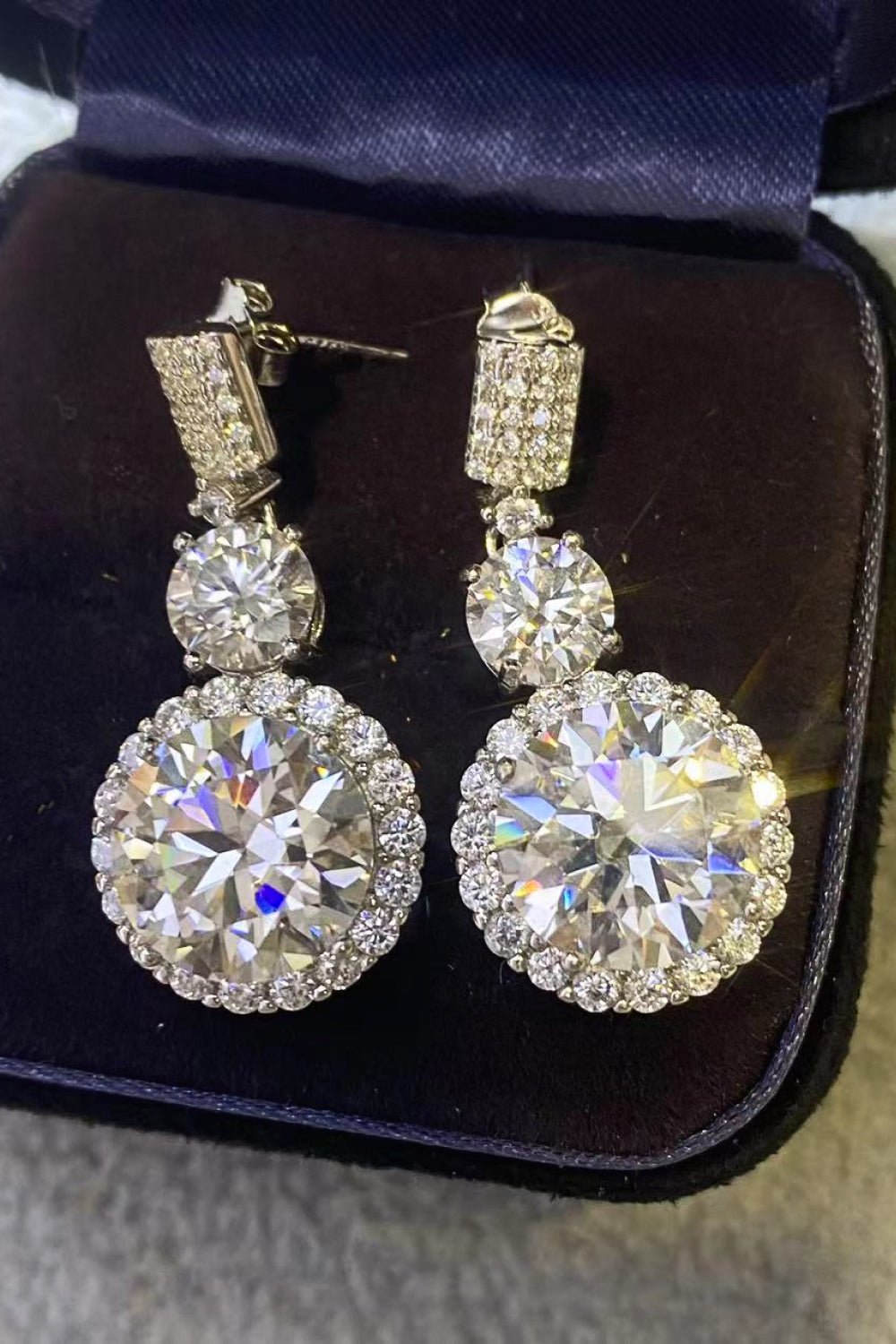 12 Carat Moissanite Platinum-Plated Drop Earrings - EMMY