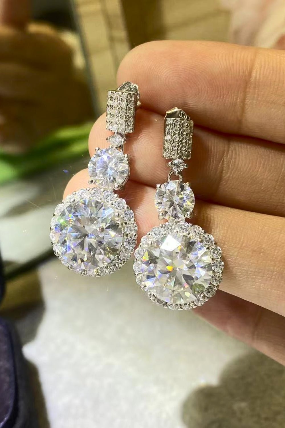 12 Carat Moissanite Platinum-Plated Drop Earrings - EMMY