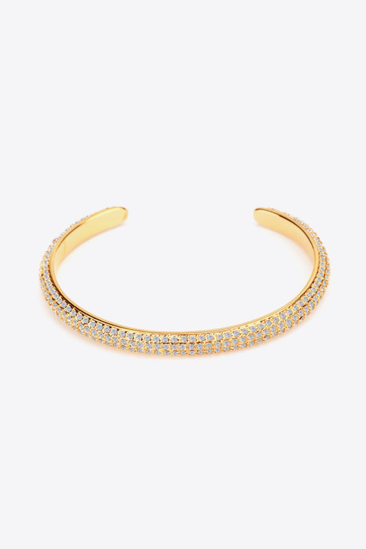 18K Gold-Plated Rhinestone Open Bracelet - EMMY
