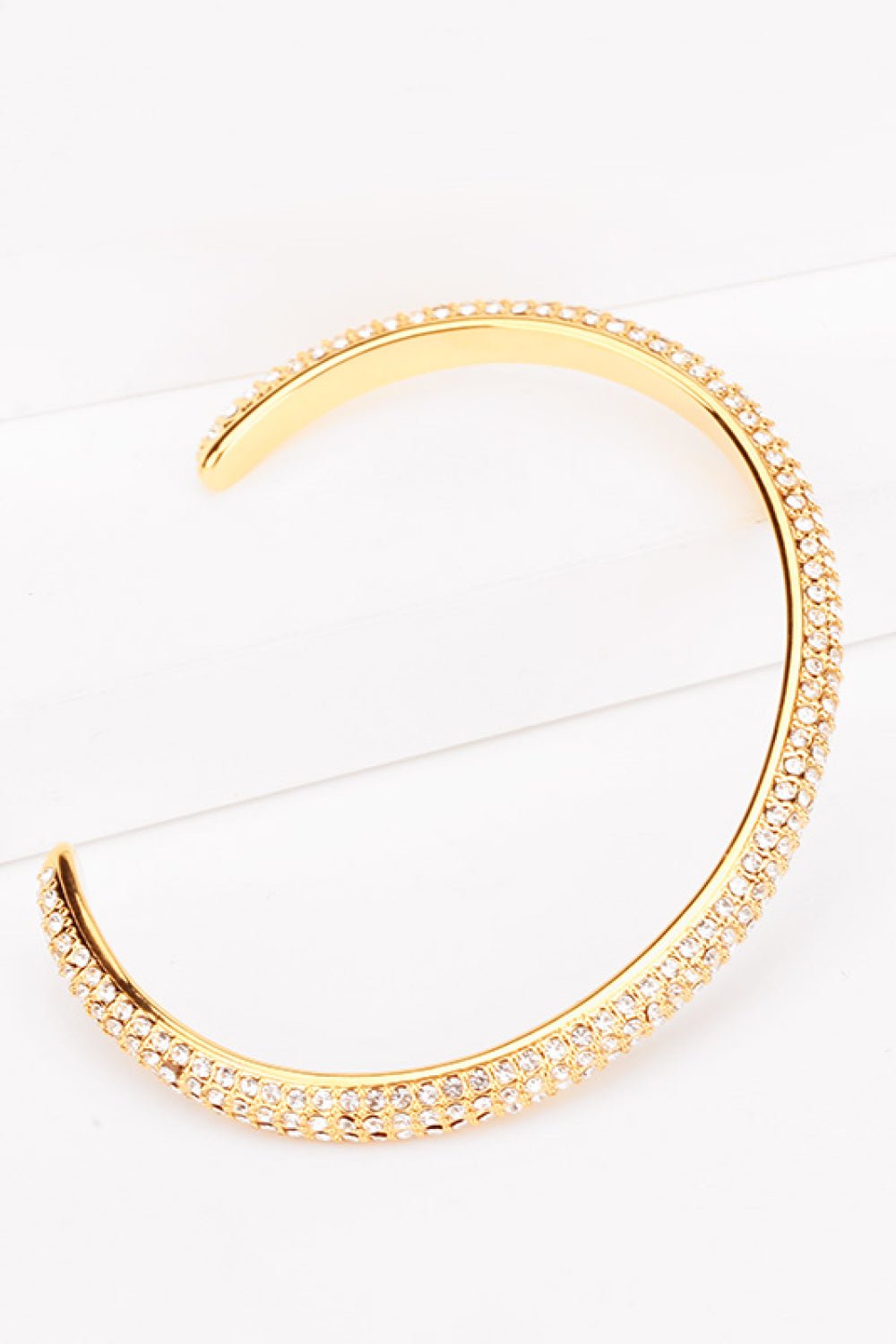18K Gold-Plated Rhinestone Open Bracelet - EMMY