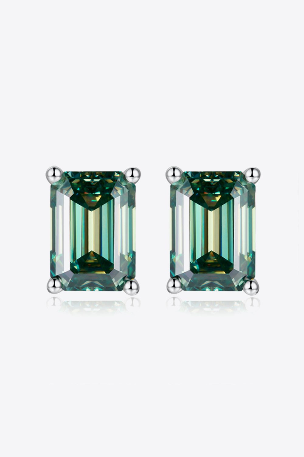 2 Carat Moissanite Stud Earrings in Green - EMMY