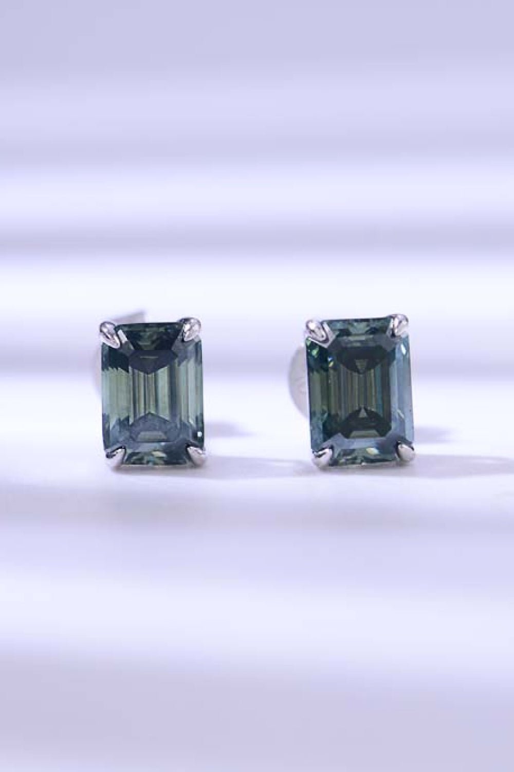 2 Carat Moissanite Stud Earrings in Green - EMMY