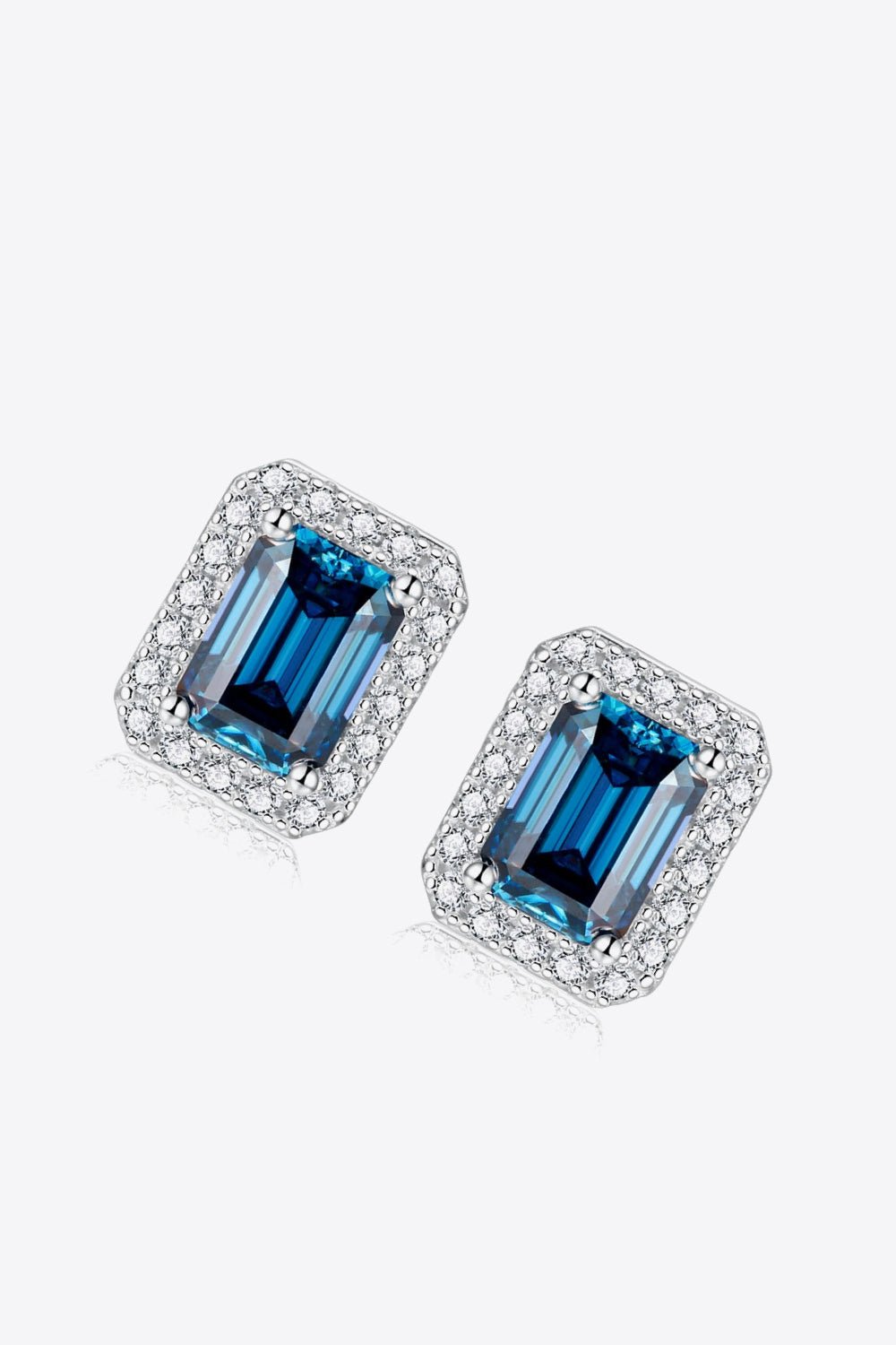 2 Carat Moissanite Stud Earrings in Indigo - EMMY