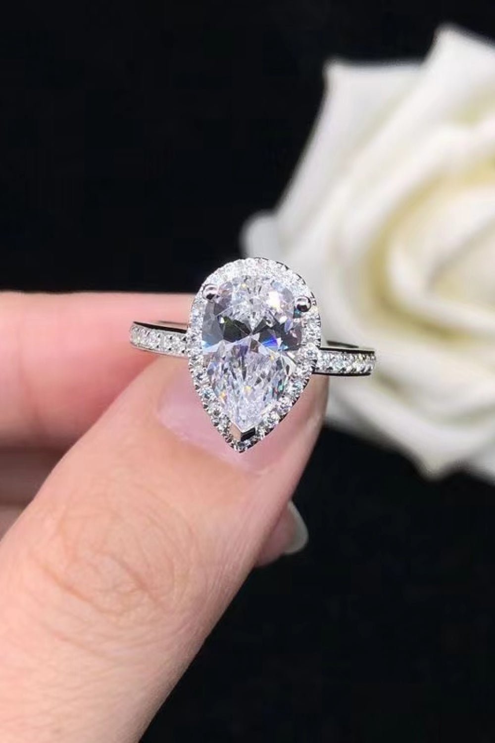 2 Carat Moissanite Teardrop Cluster Ring - EMMY