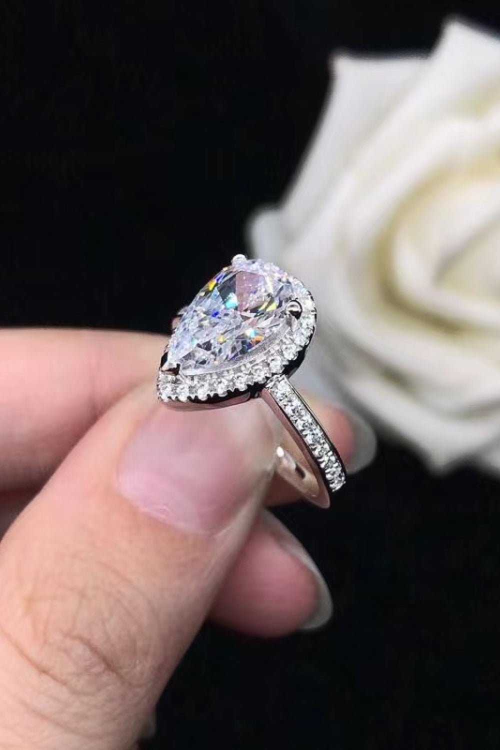 2 Carat Moissanite Teardrop Cluster Ring - EMMY