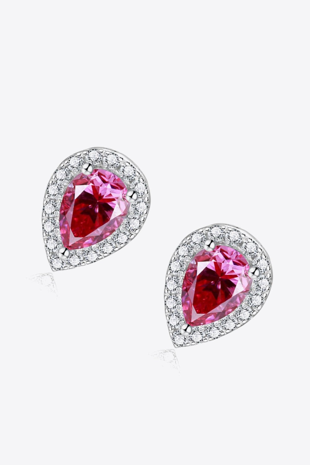 2 Carat Moissanite Teardrop Stud Earrings in Rose - EMMY