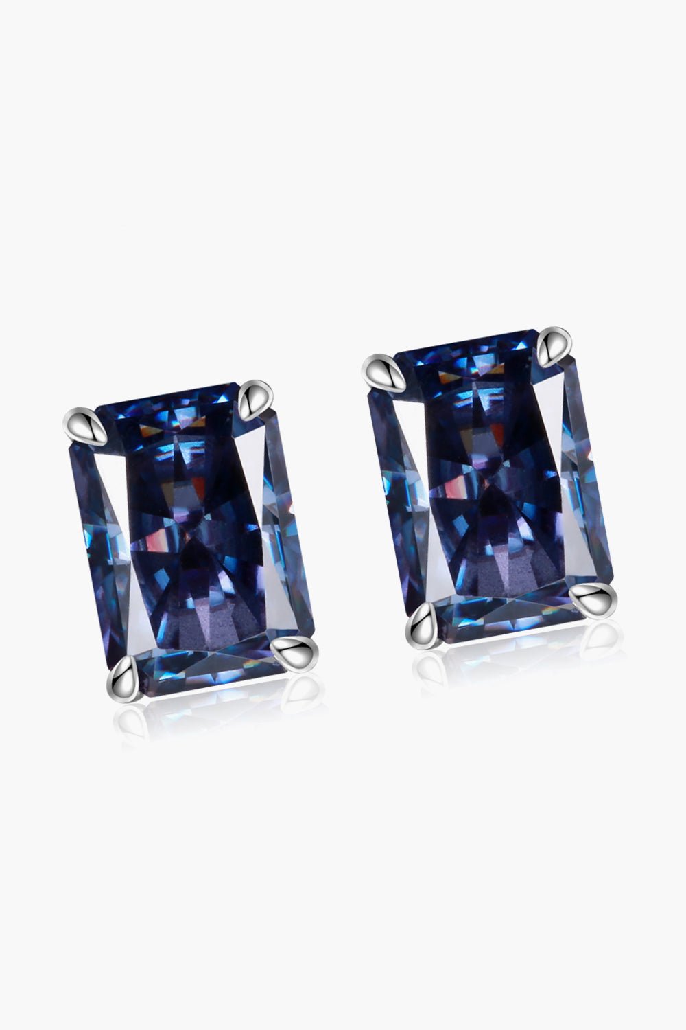 2 Carat Rectangle Moissanite 4-Prong Stud Earrings - EMMY