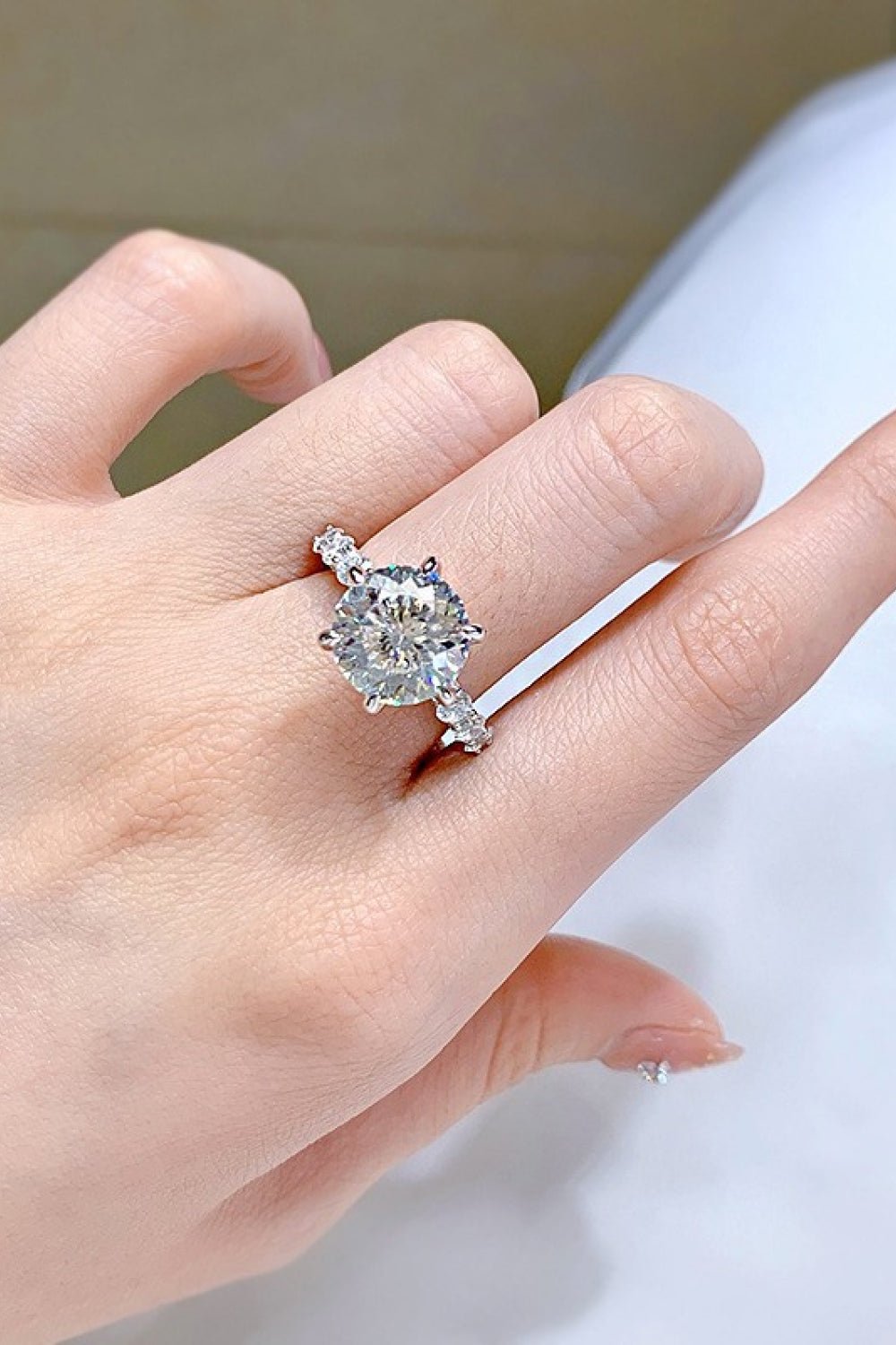 5 Carat Moissanite Side Stone Ring - EMMY