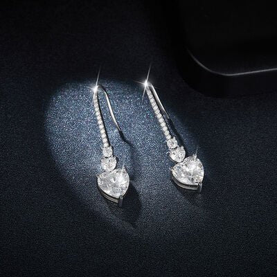 5.44 Carat 925 Sterling Silver Moissanite Heart Drop Earrings - EMMY