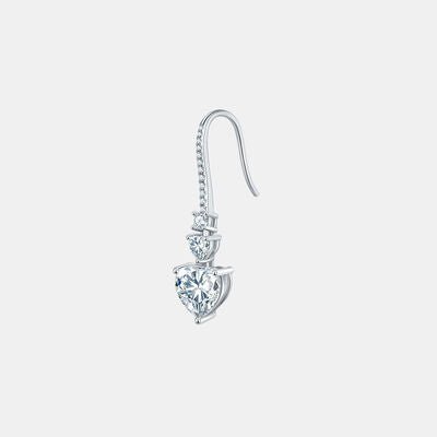 5.44 Carat 925 Sterling Silver Moissanite Heart Drop Earrings - EMMY