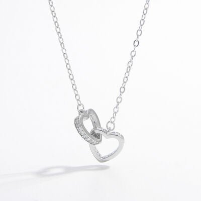 925 Sterling Silver Inlaid Zircon Heart Necklace - EMMY