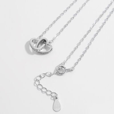 925 Sterling Silver Inlaid Zircon Heart Necklace - EMMY