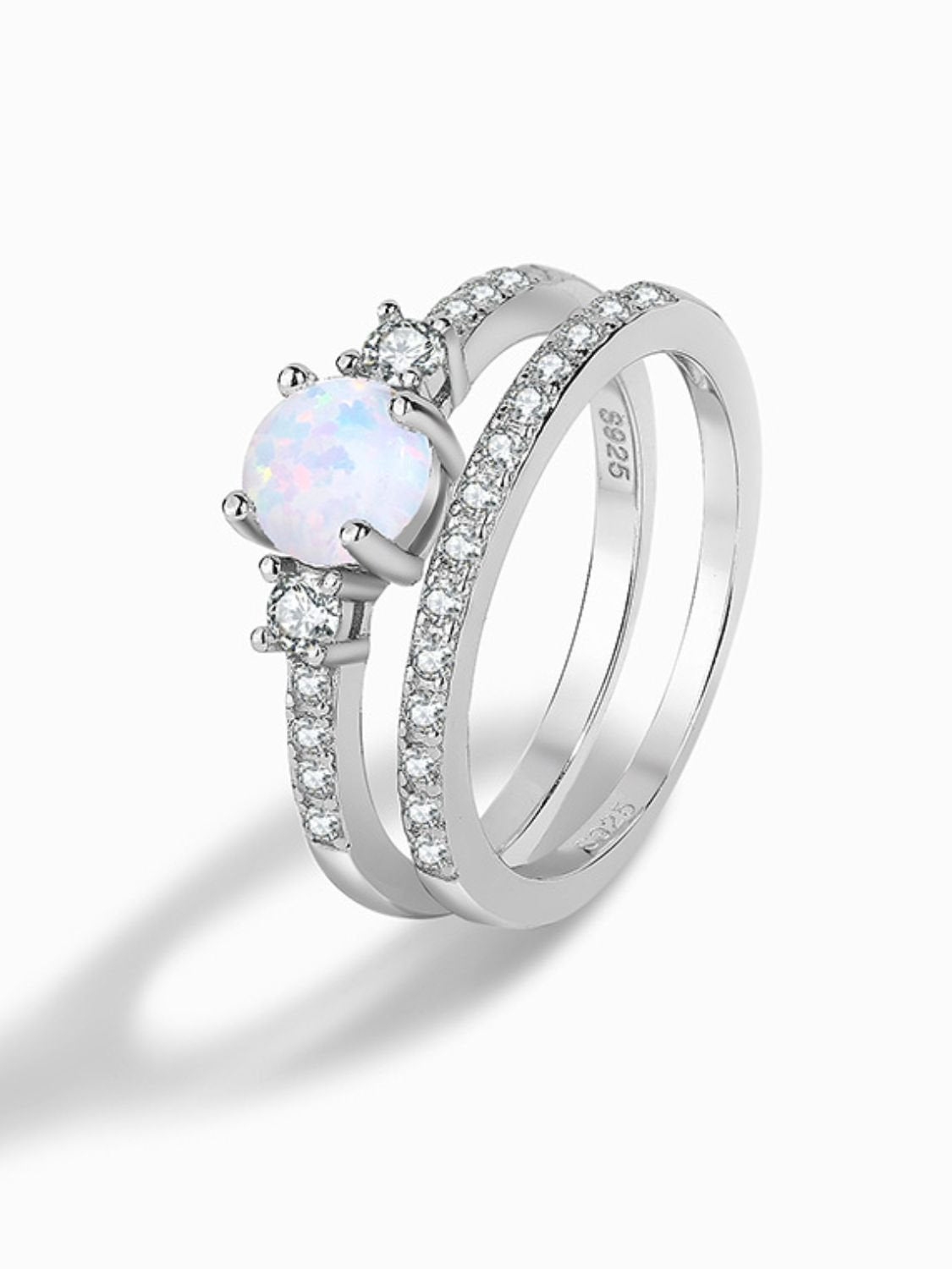 925 Sterling Silver Opal Split Shank Ring - EMMY