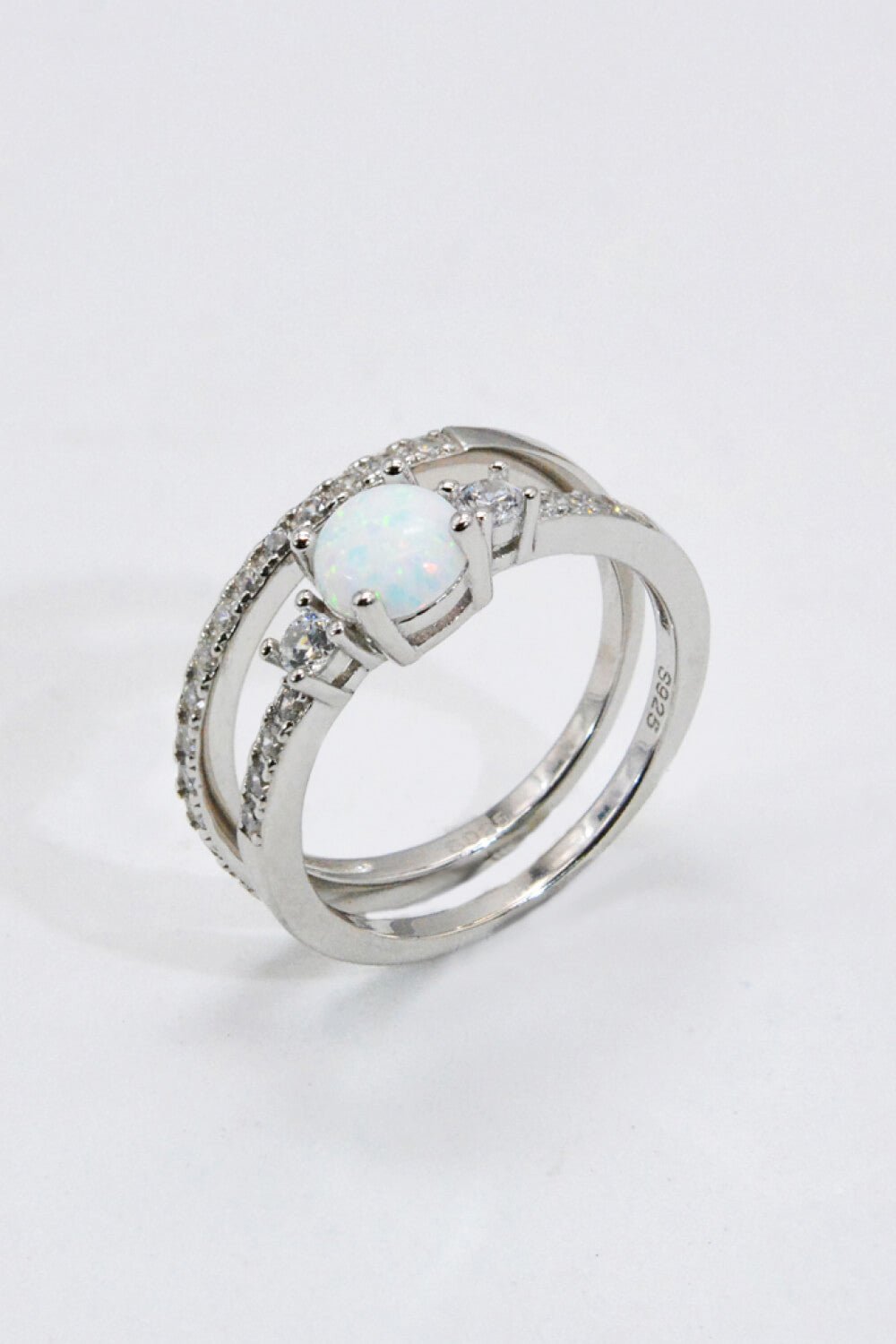 925 Sterling Silver Opal Split Shank Ring - EMMY