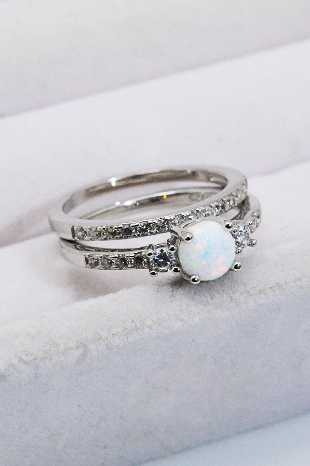 925 Sterling Silver Opal Split Shank Ring - EMMY