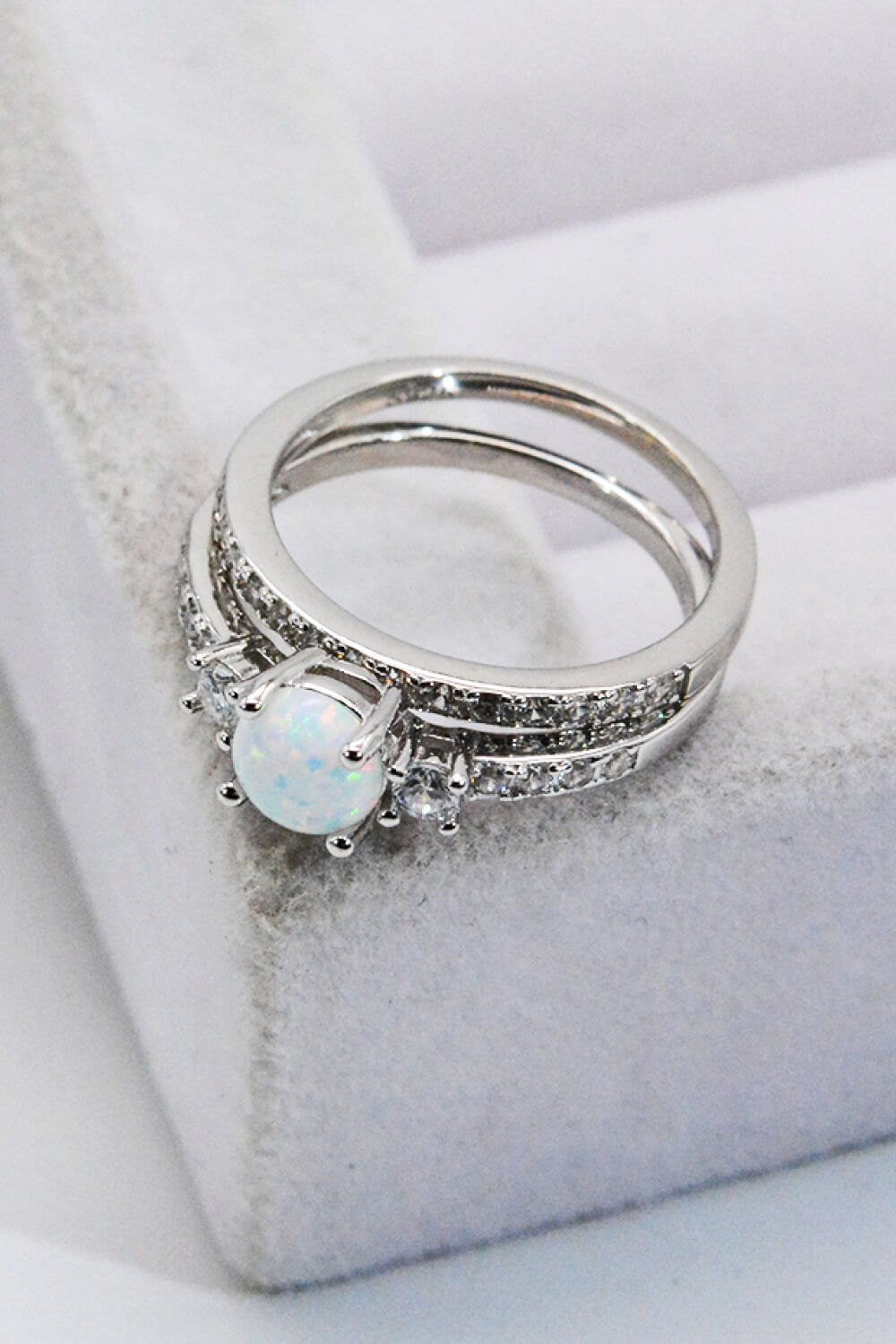 925 Sterling Silver Opal Split Shank Ring - EMMY