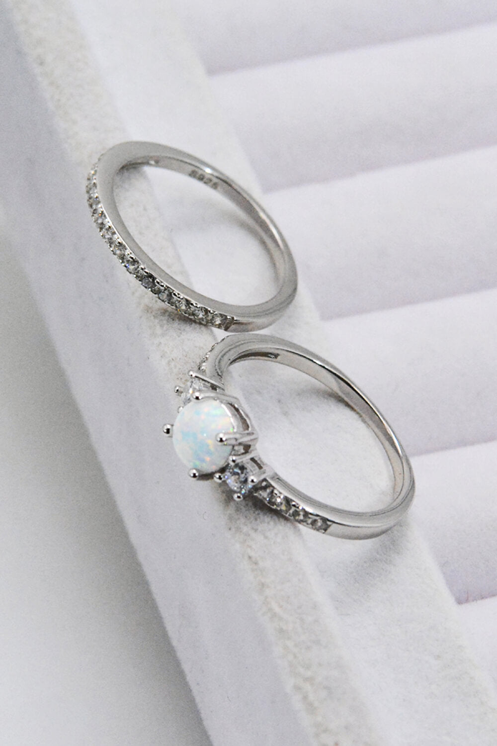 925 Sterling Silver Opal Split Shank Ring - EMMY