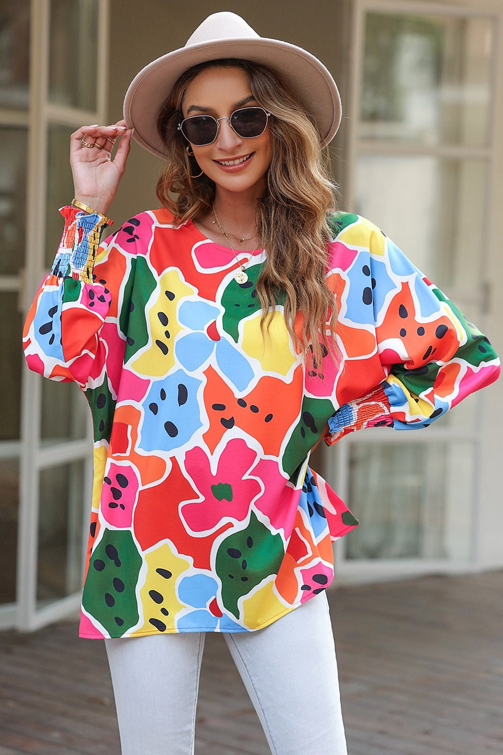 Abstract Lantern Sleeve Blouse - EMMY