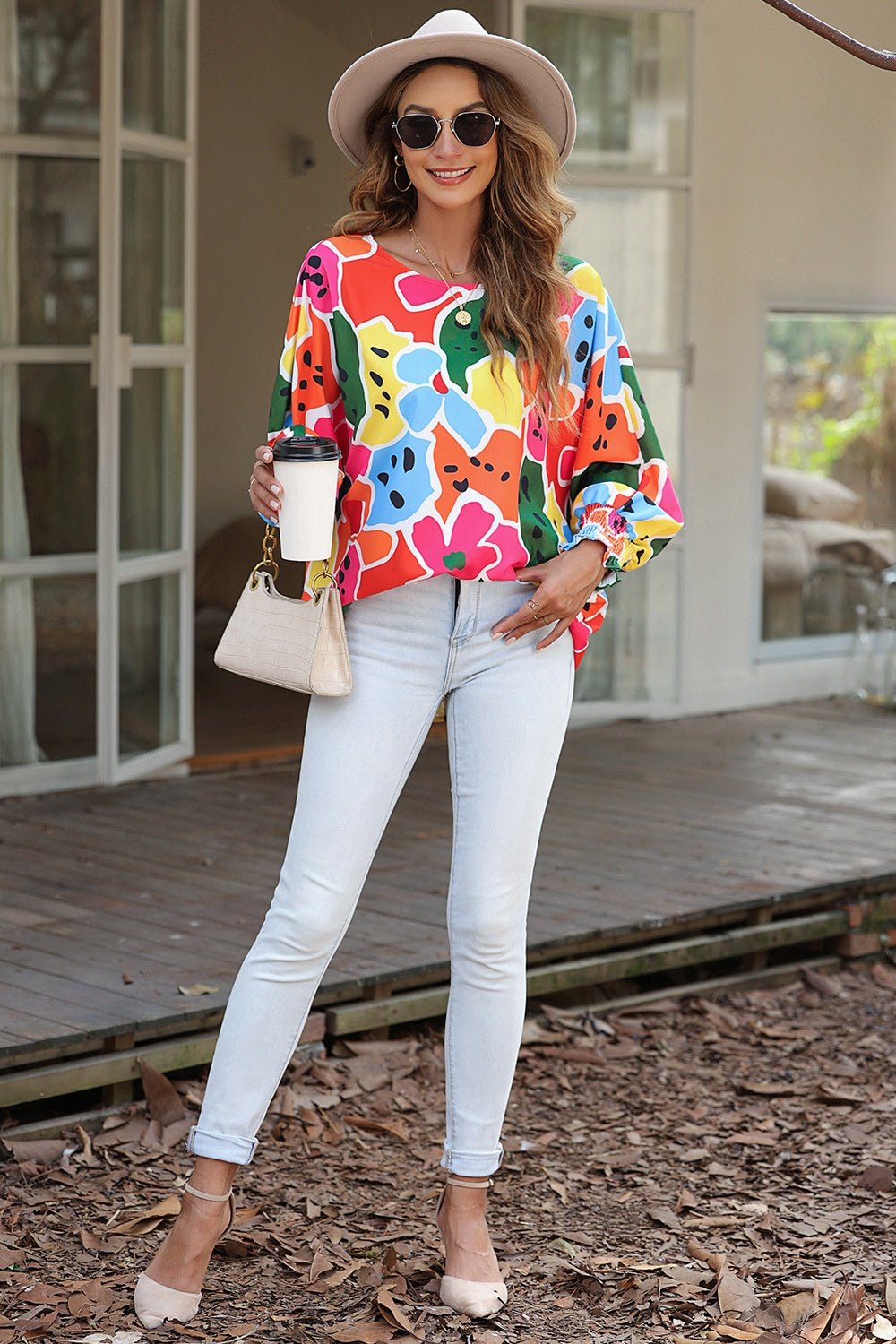 Abstract Lantern Sleeve Blouse - EMMY