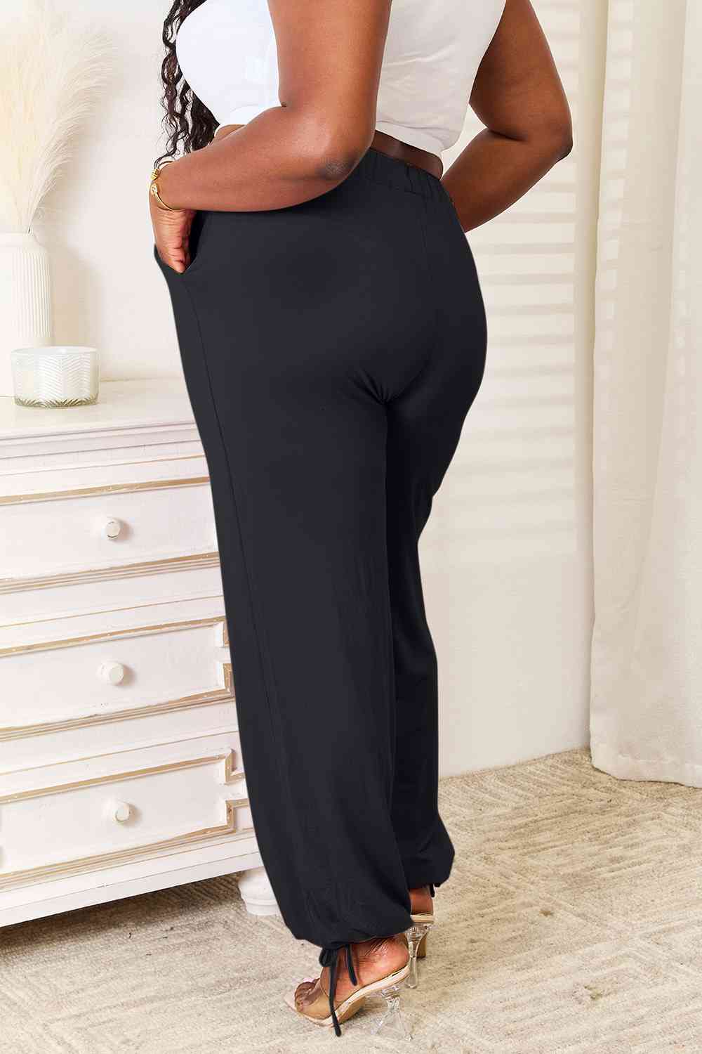 Basic Bae Full Size Soft Rayon Drawstring Waist Pants with Pockets - EMMY