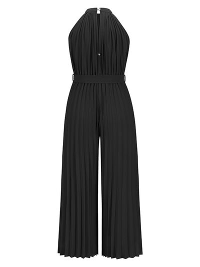 Cutout Tied Pleated Sleeveless Jumpsuit - EMMY