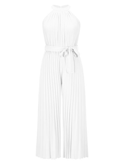 Cutout Tied Pleated Sleeveless Jumpsuit - EMMY