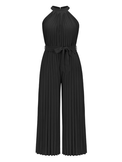 Cutout Tied Pleated Sleeveless Jumpsuit - EMMY