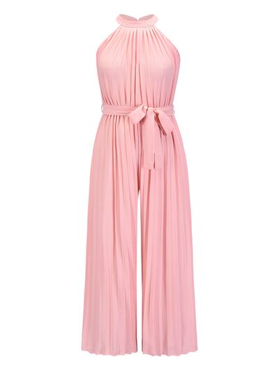 Cutout Tied Pleated Sleeveless Jumpsuit - EMMY