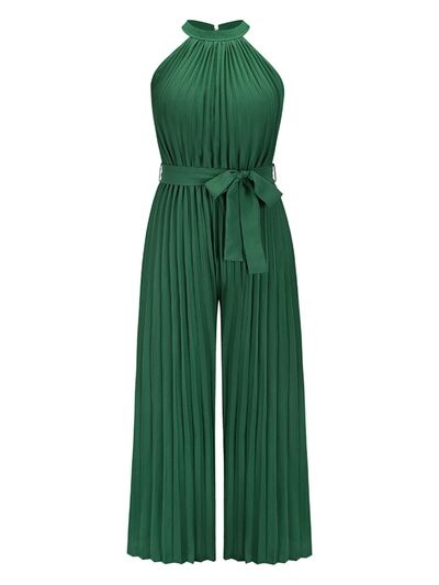 Cutout Tied Pleated Sleeveless Jumpsuit - EMMY