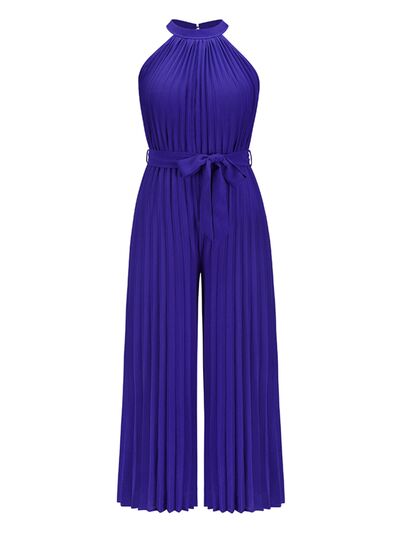 Cutout Tied Pleated Sleeveless Jumpsuit - EMMY