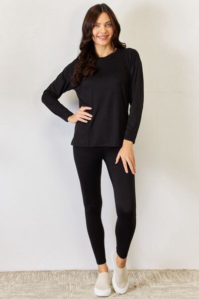 JULIA Round Neck Long Sleeve T-Shirt and Leggings Set - EMMY