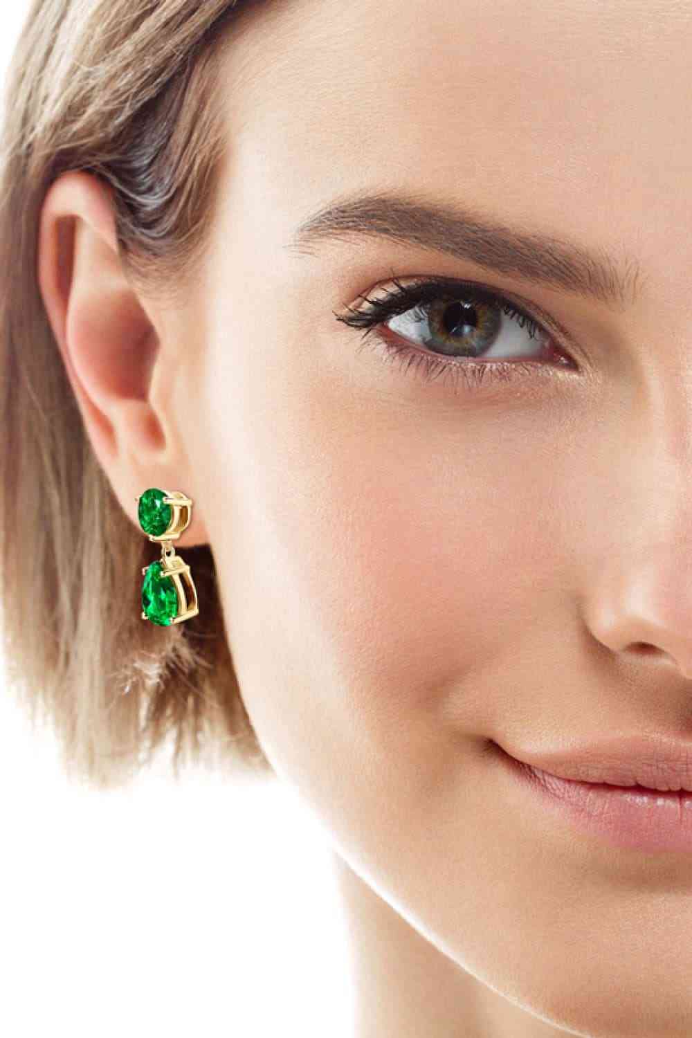 Lab-Grown Emerald Drop Earrings - EMMY