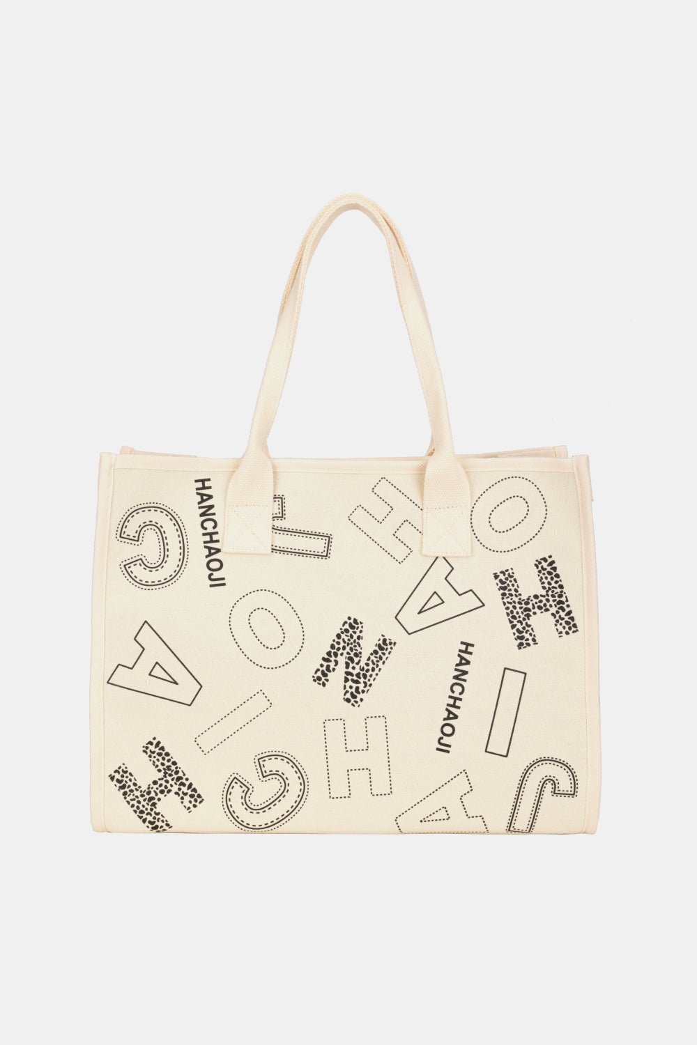 Letter Print Canvas Tote Bag - EMMY