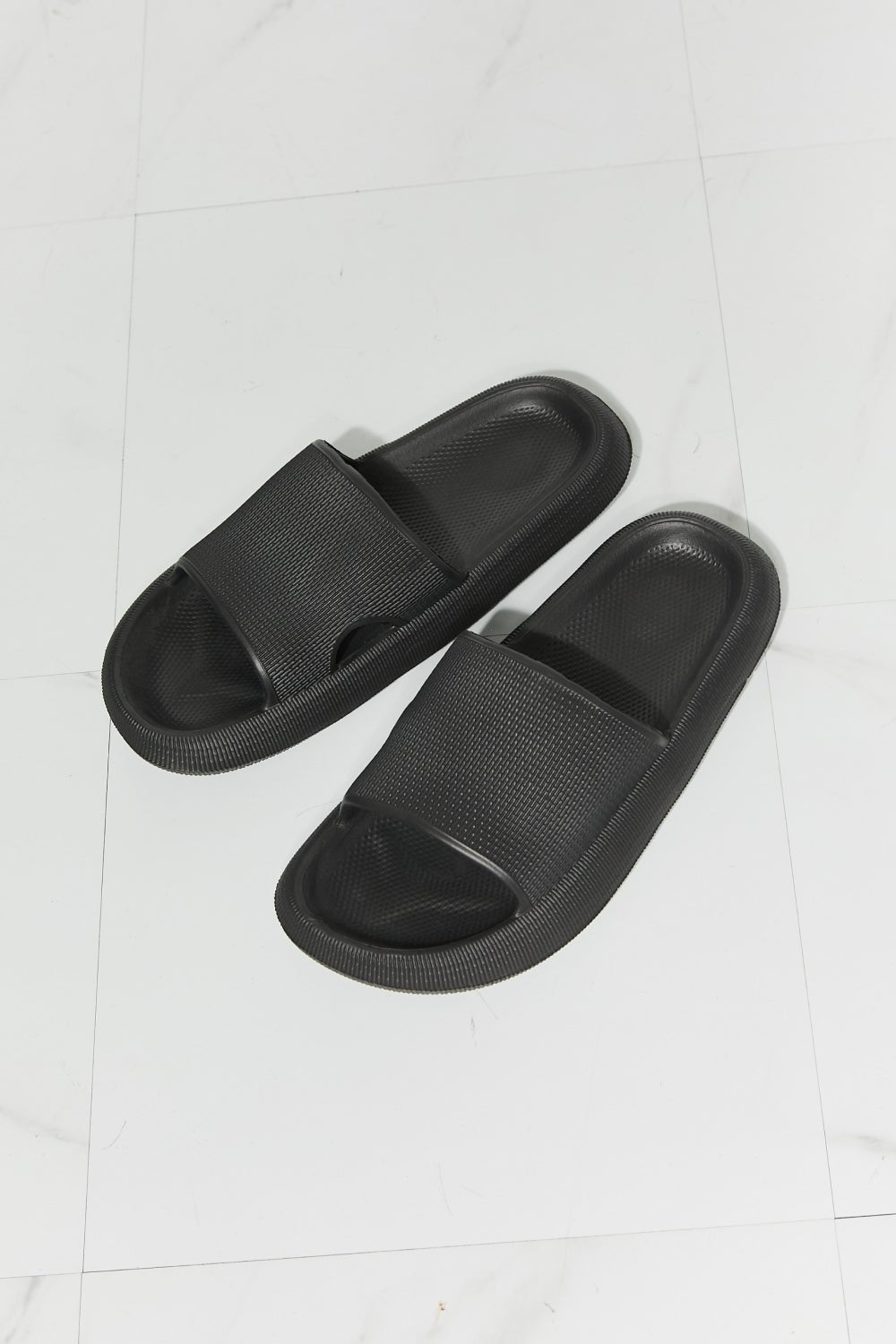 MMShoes Arms Around Me Open Toe Black Slide - EMMY