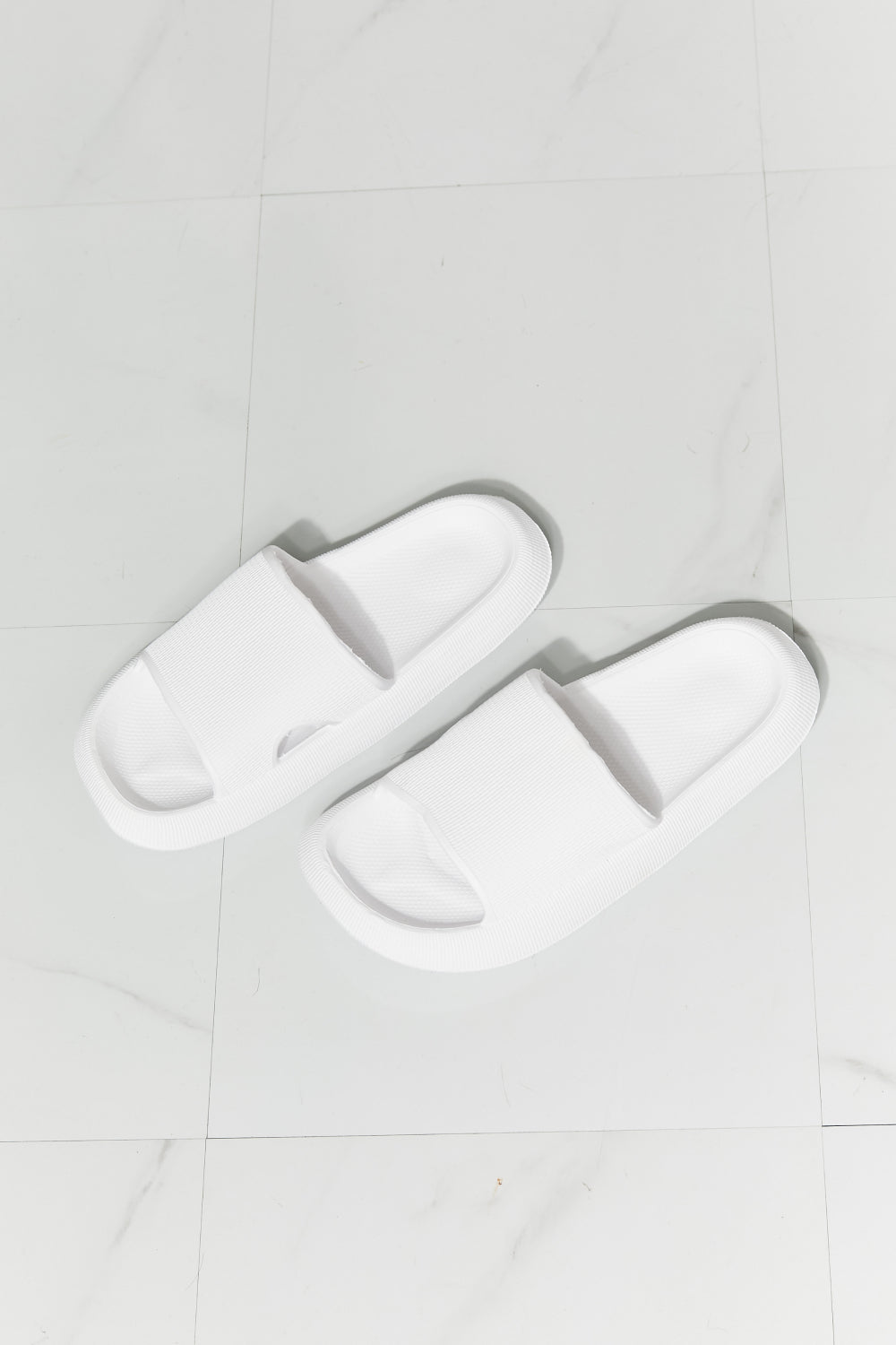 MMShoes Arms Around Me Open Toe White Slide - EMMY