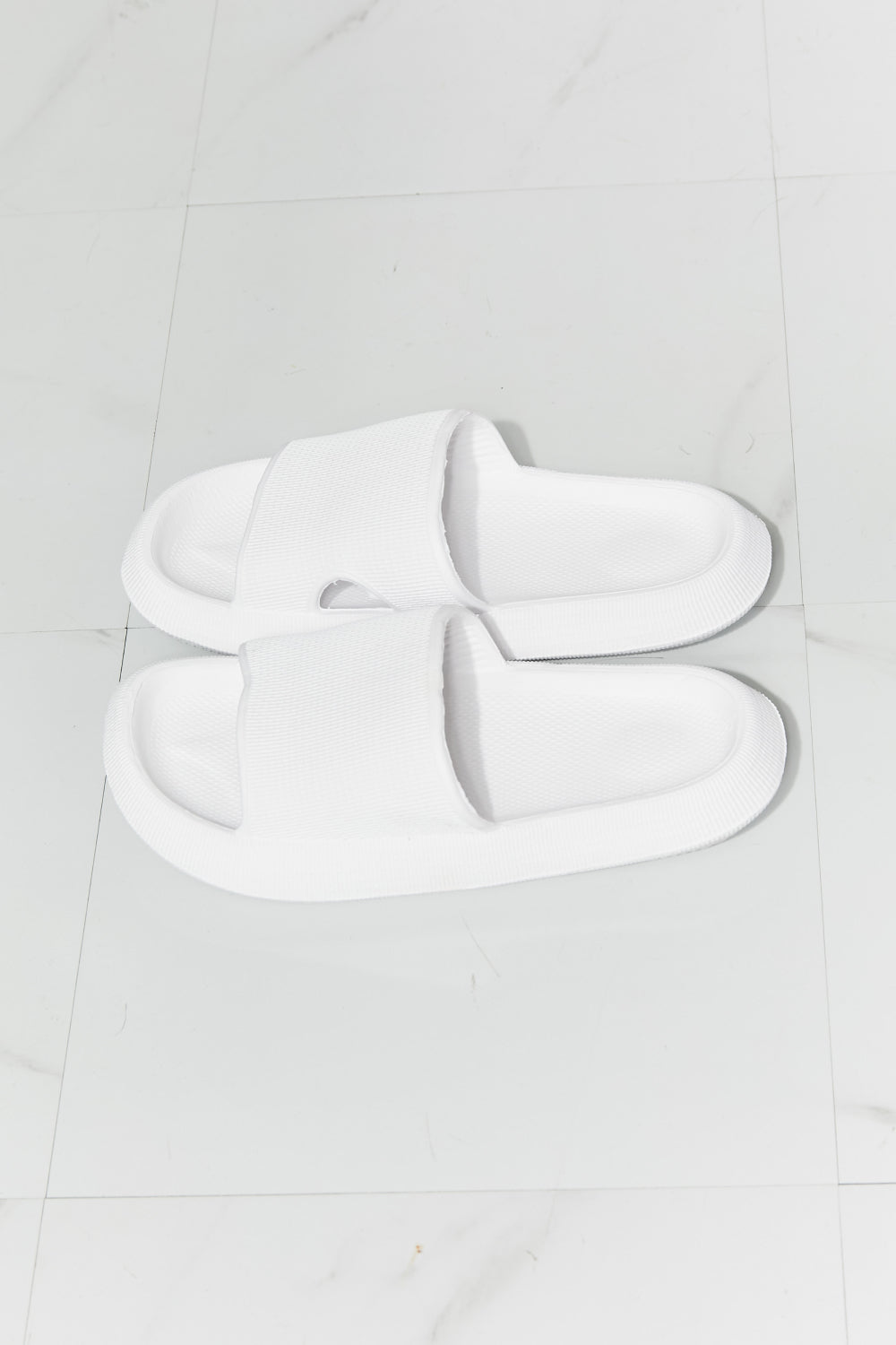 MMShoes Arms Around Me Open Toe White Slide - EMMY