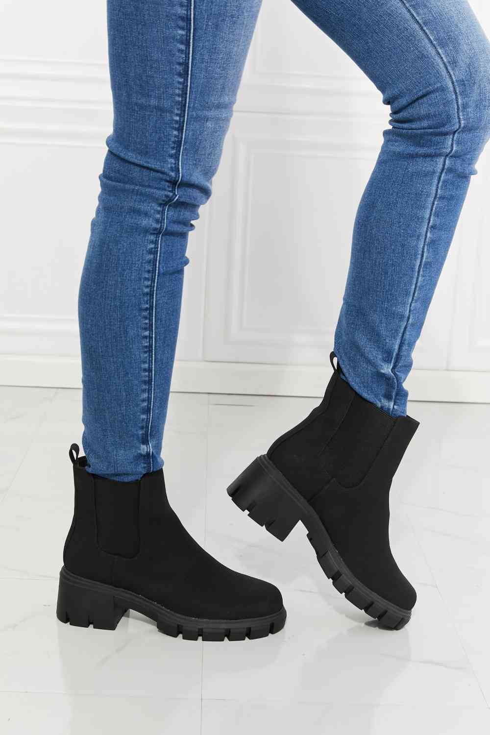 MMShoes Work For It Matte Lug Sole Chelsea Boots in Black - EMMY