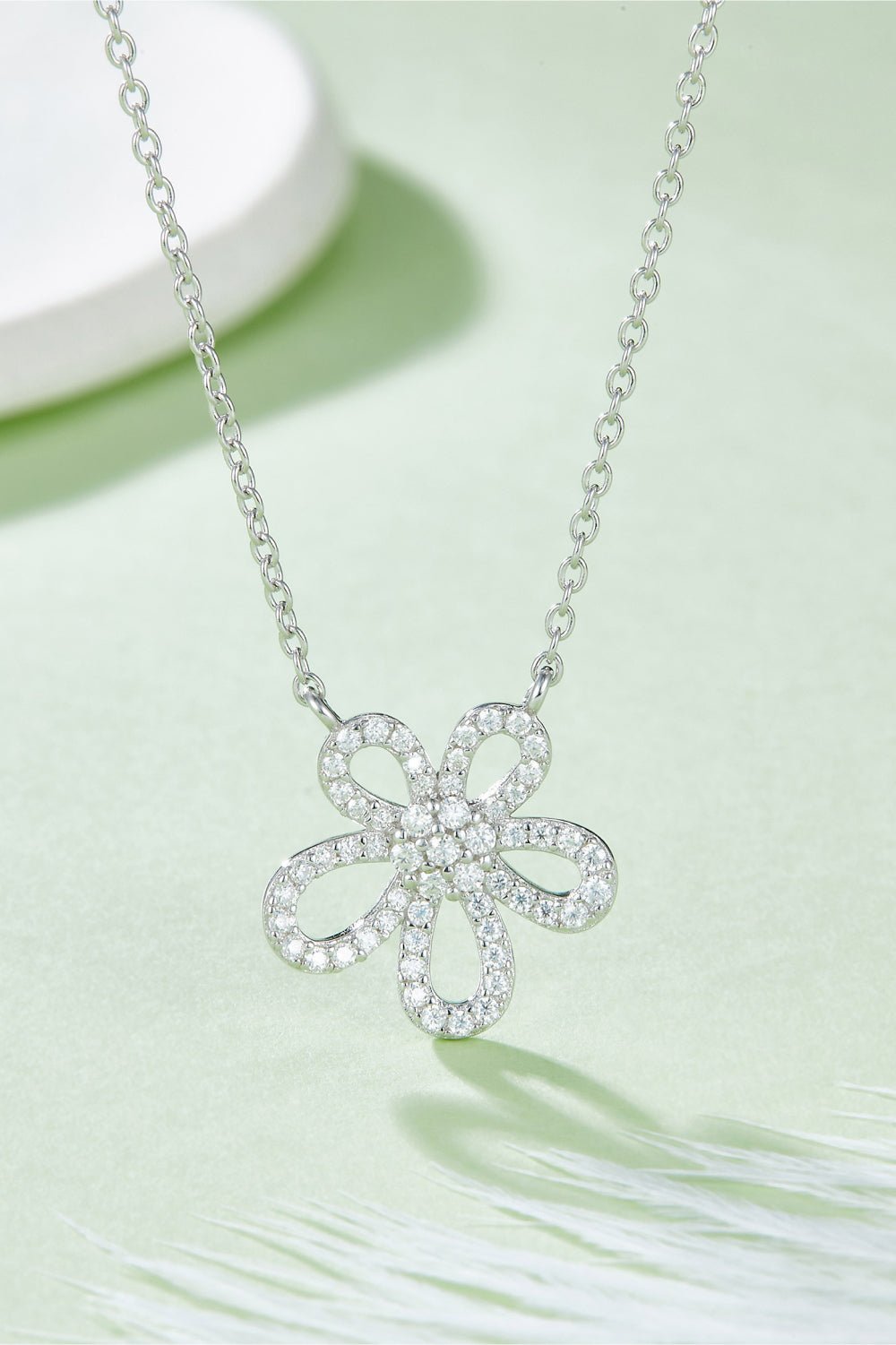 Moissanite Flower Pendant 925 Sterling Silver Necklace - EMMY