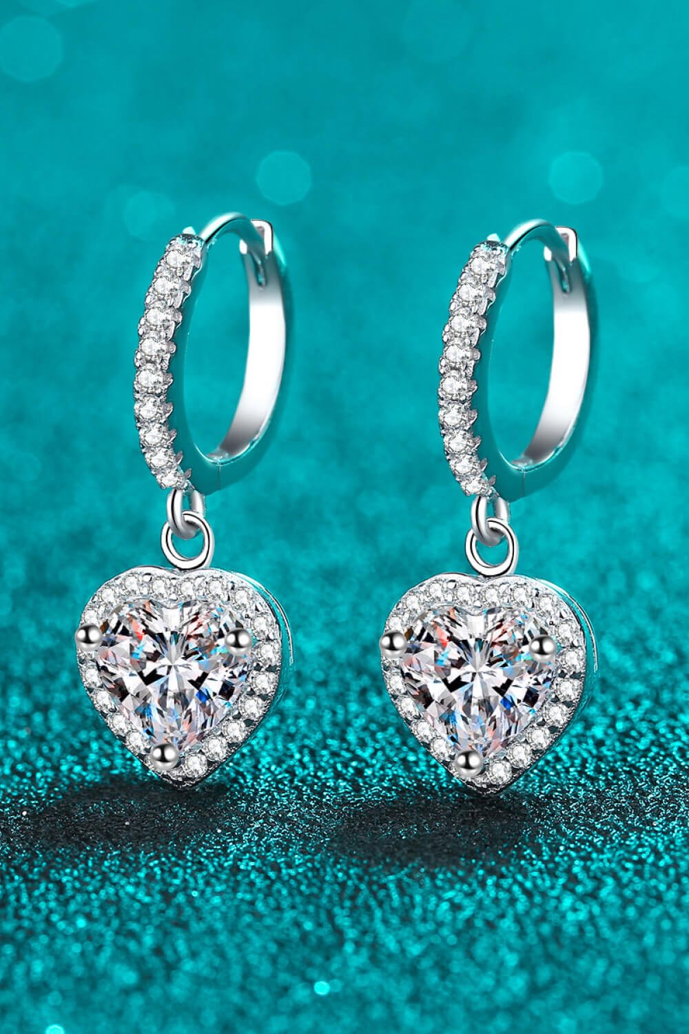 Moissanite Heart-Shaped Drop Earrings - EMMY