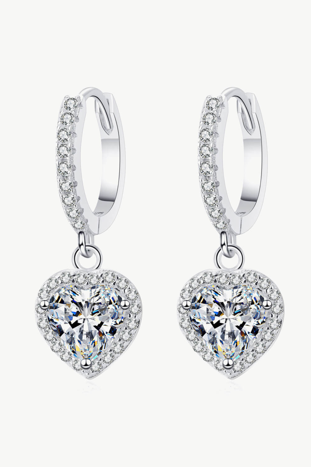 Moissanite Heart-Shaped Drop Earrings - EMMY